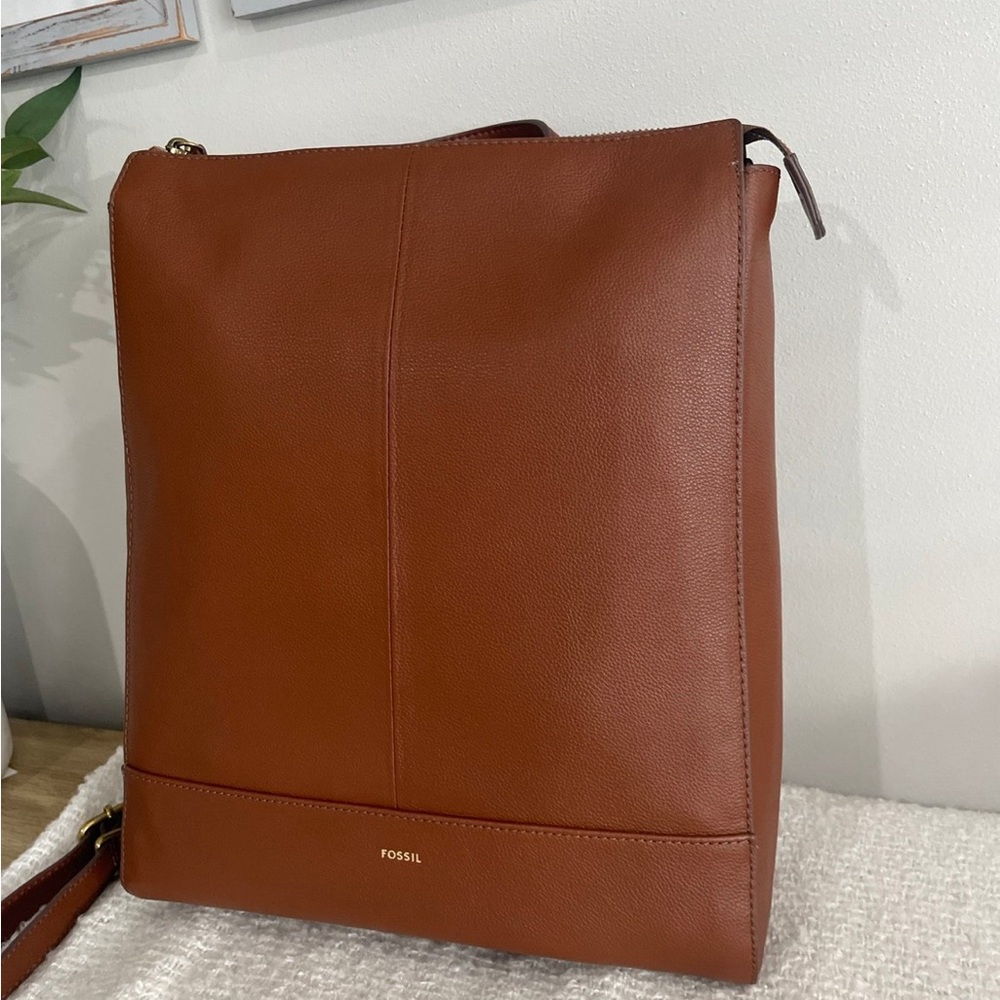 Fossil leather backpack